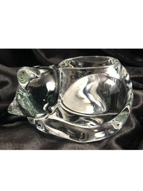 Indiana Glass Sleeping Cat Tea Candle Light Holder Art Glass